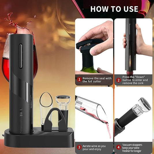Sacacorchos Eléctrico Con Accesorios Premium