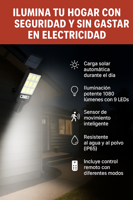 Alumbrado Solar Exterior – Potencia y alcance total.