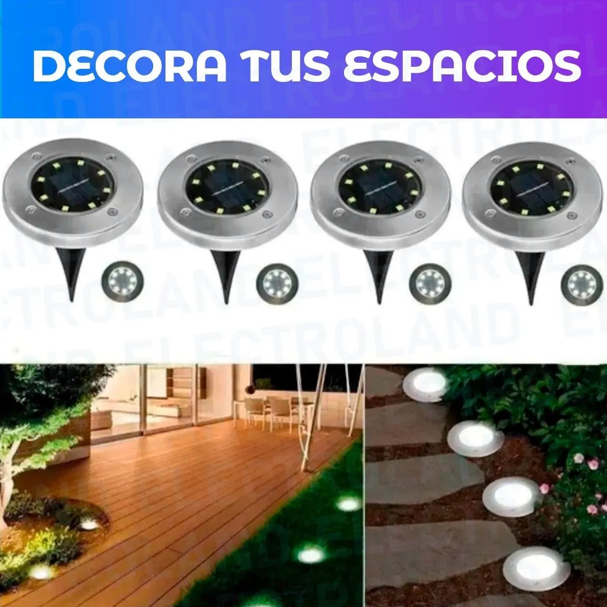 Luz Solar Led Para Piso PACK X4