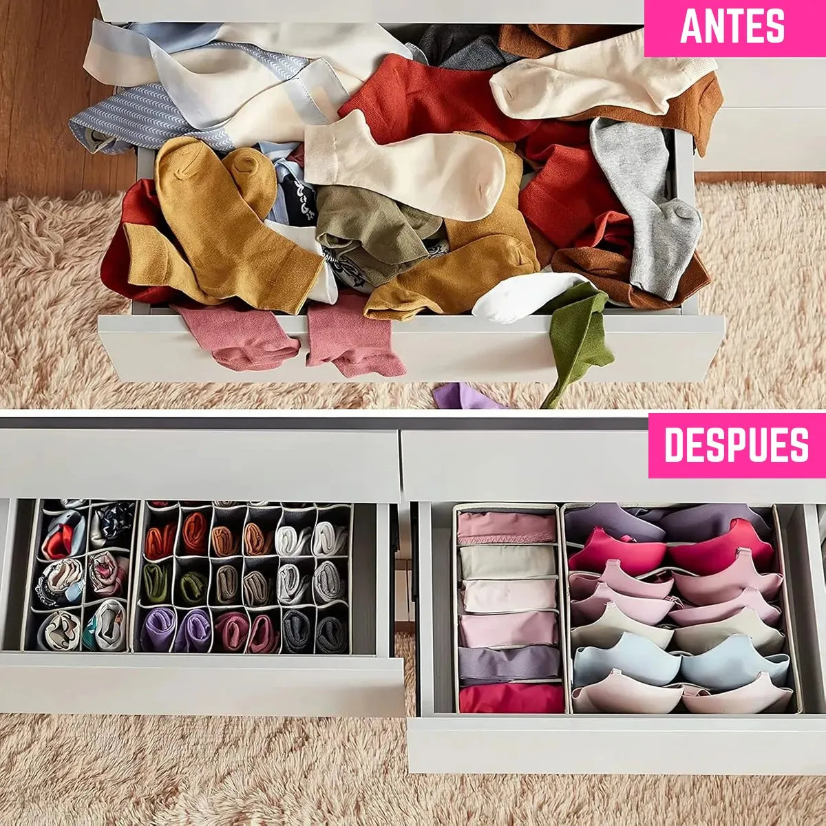 Set organizador 4 EN 1 de ropa interior y accesorios