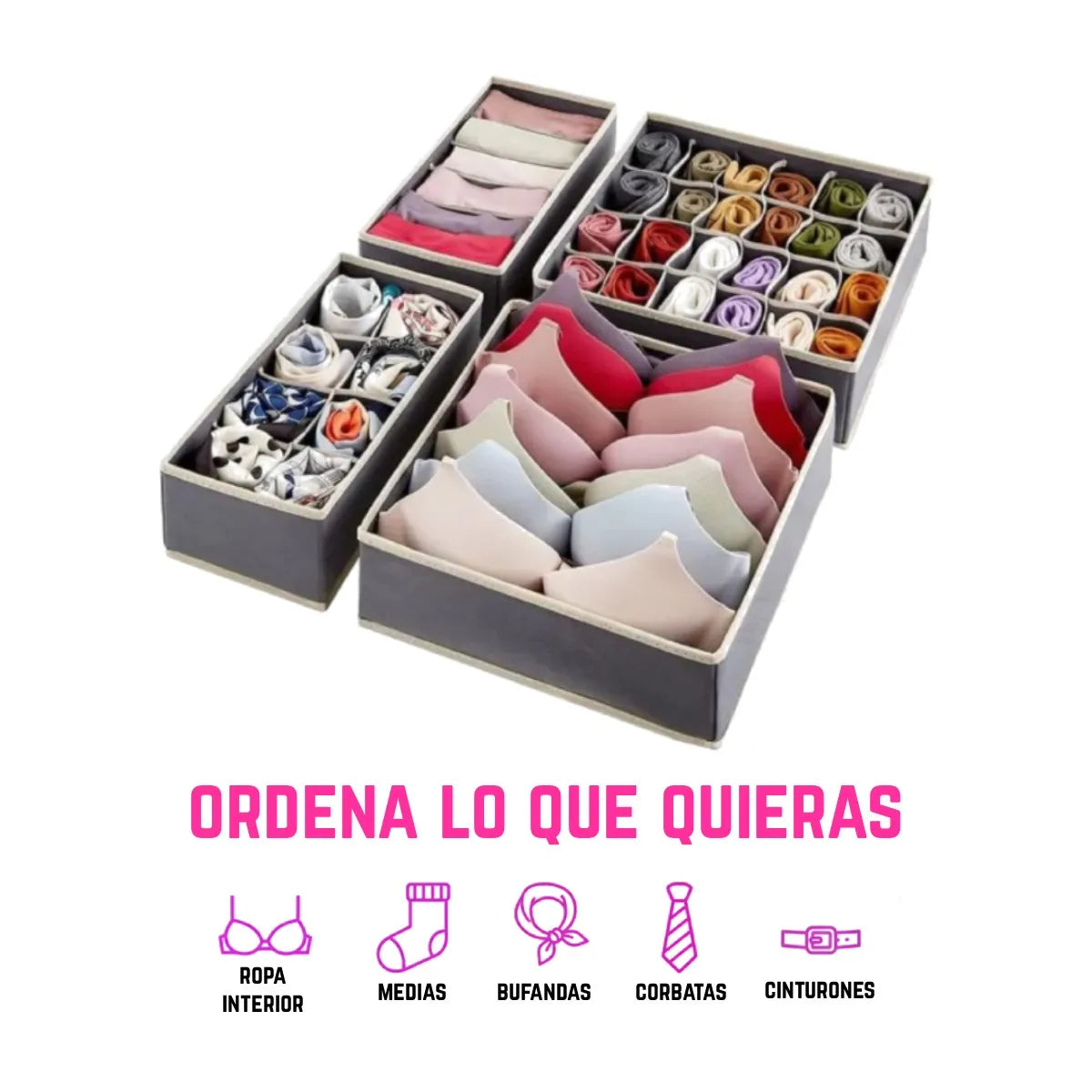 Set organizador 4 EN 1 de ropa interior y accesorios