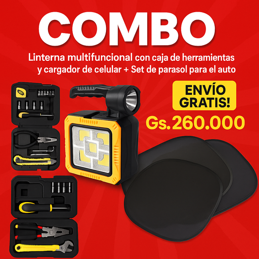 SUPER COMBO!! Linterna multifuncional + Set Parasol para el auto