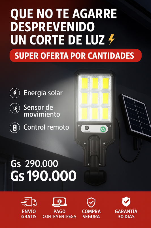 Alumbrado Solar Exterior – Potencia y alcance total.