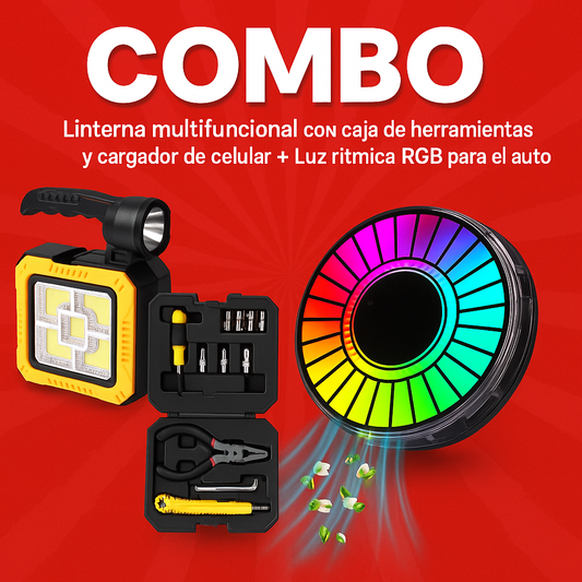 SUPER COMBO!! Linterna multifuncional + Luz ritmica rgb y disfusor de aroma